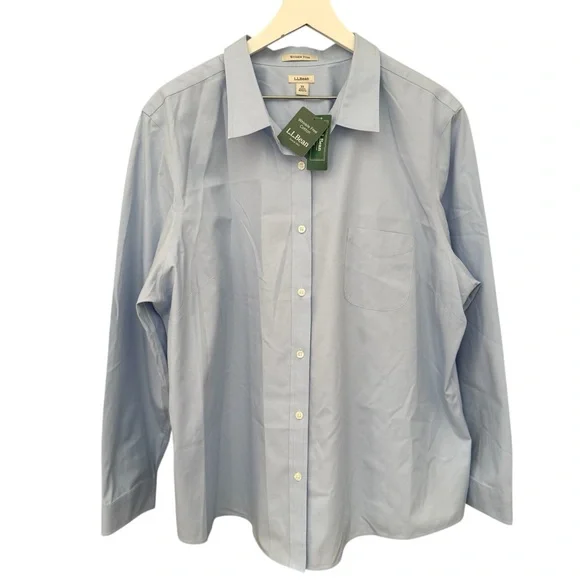 NWT L.L. Bean Oxford Wrinkle Free Washed Periwinkle Long Sleeve Shirt Women’s 3X - Picture 13 of 13